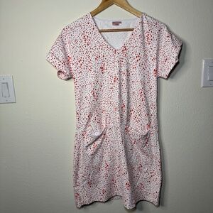 Persifor Dress Women's XS White Coral Polka Dot Mini Resort Stretch Pocketed